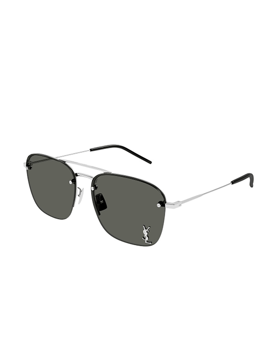 Saint Laurent Logo-plaque Square-frame Sunglasses In Black