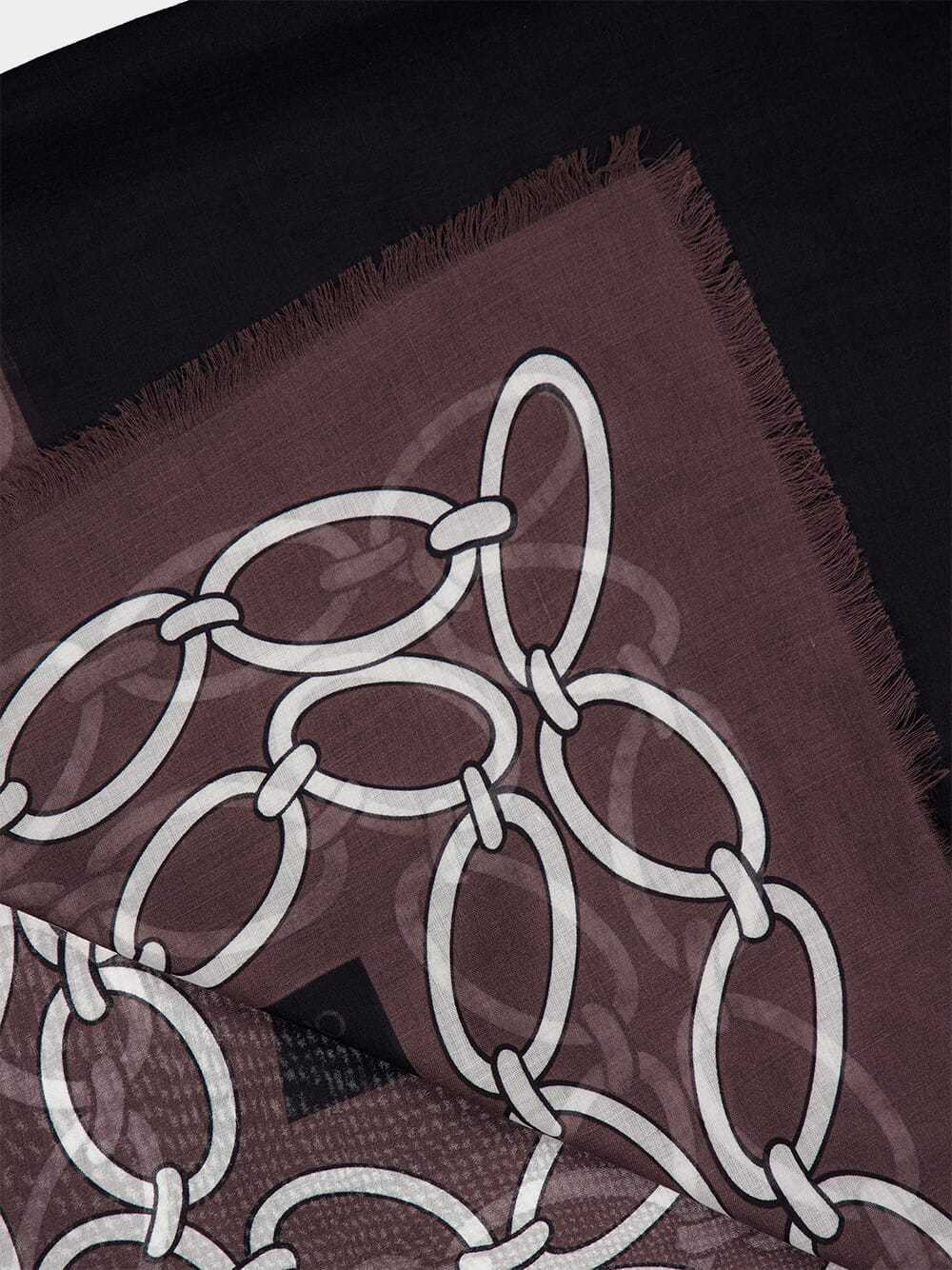 Valentino Chain Link-print Shawl In Black
