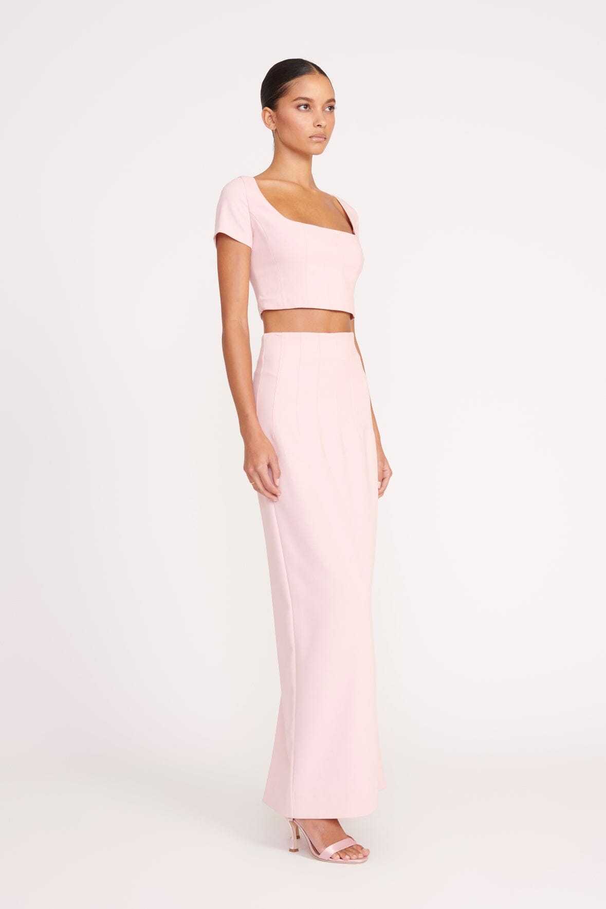 Staud Back Bifurcated Skirt In Pink