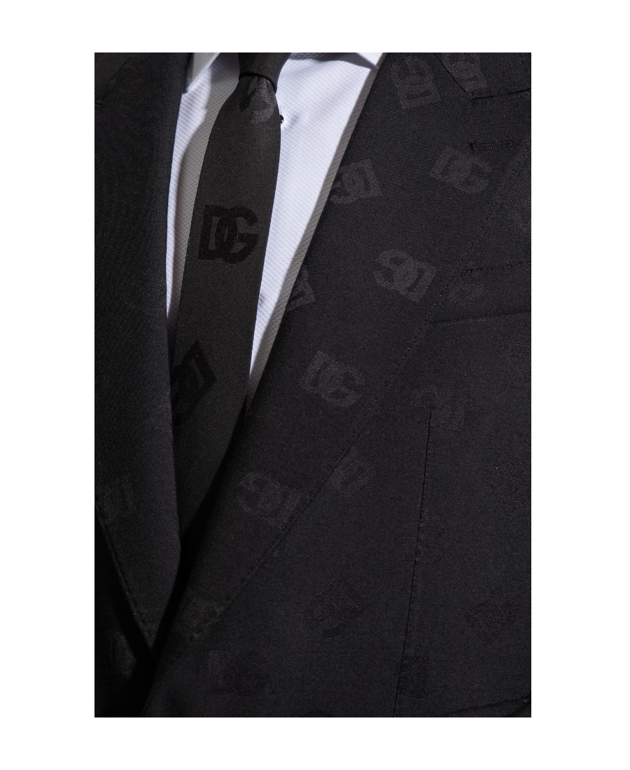 Dolce & Gabbana Logo-jacquard Single-breasted Blazer In Black
