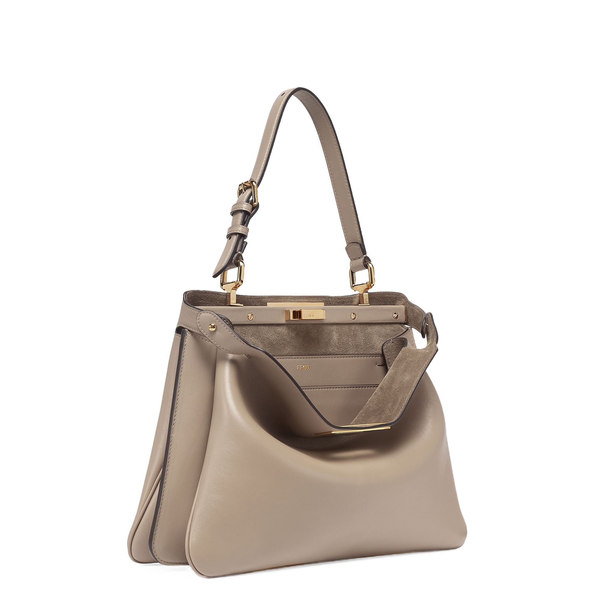 Fendi Signature Medium Peekaboo Soft Bag In Nude