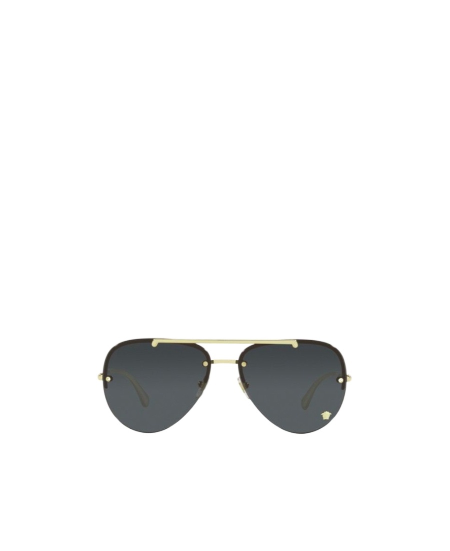 Versace Eyewear Medusa Glam Aviator Frame Sunglasses In Black