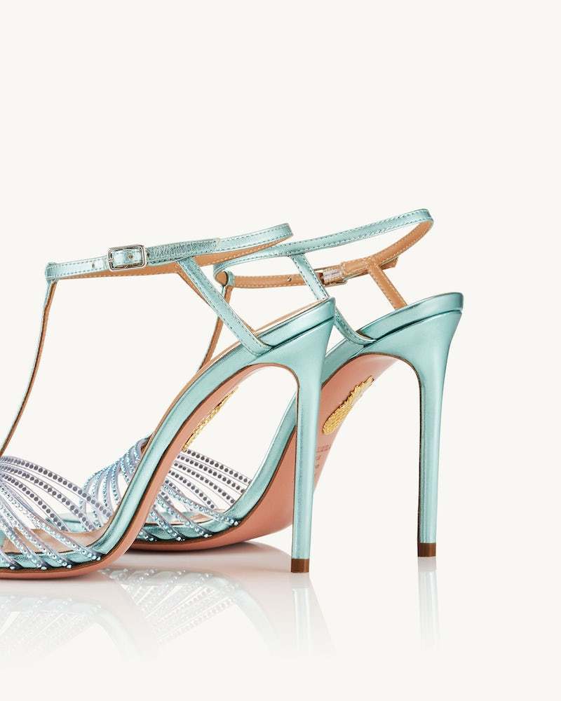 Aquazzura Amore Mio 105 Crystal-embellished Sandals In Blue