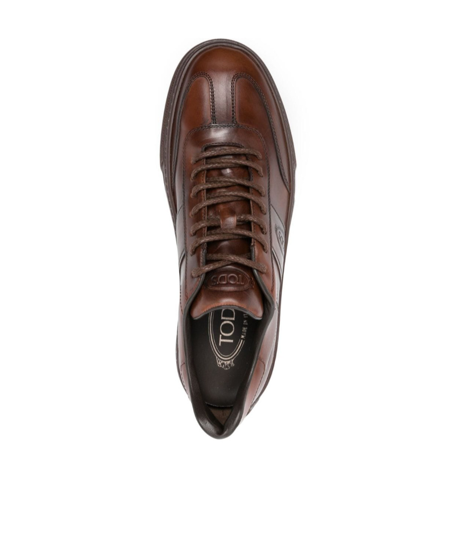 Tod's Logo-debossed Leather Sneakers In Brown
