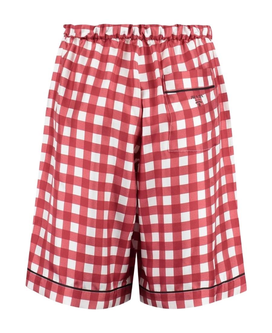Prada Plaid Shorts In Red