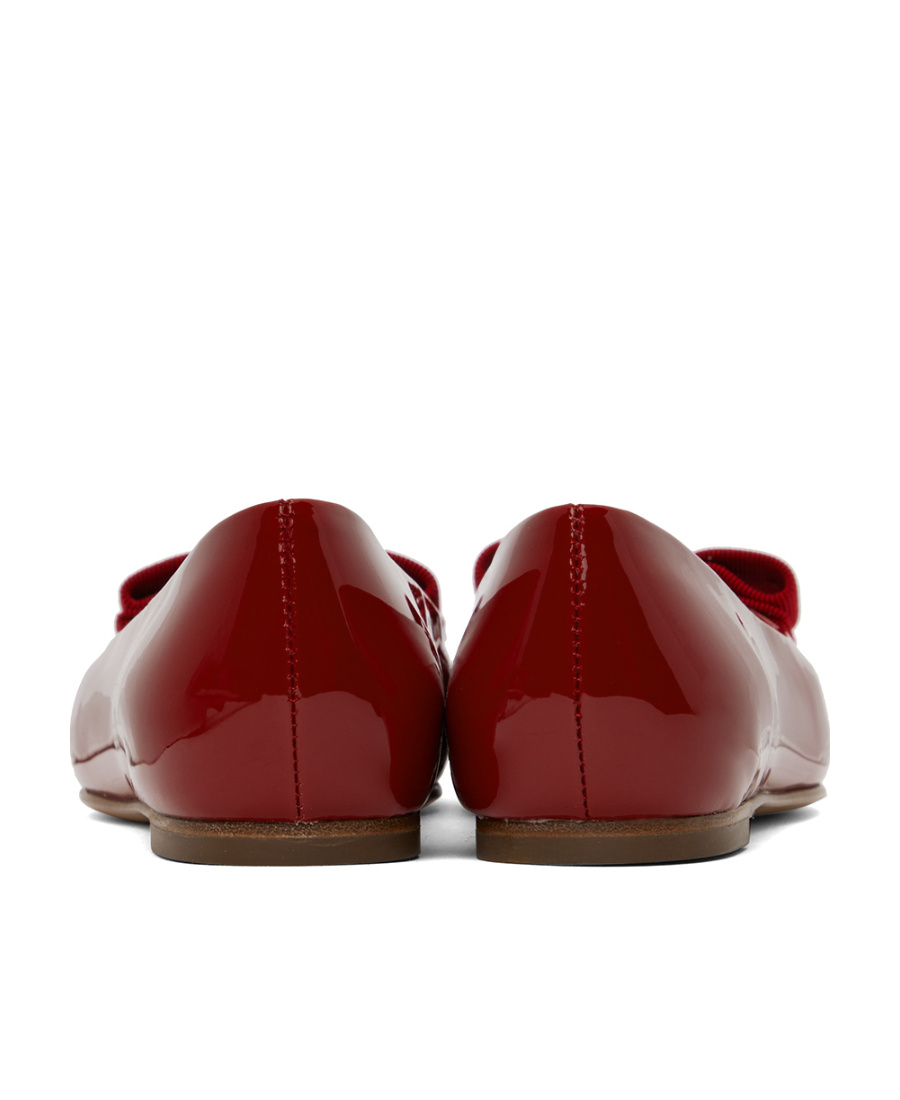 Ferragamo Varina Patent Leather Bow Ballerina Flats In Brown