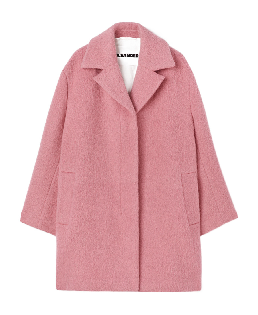 Jil Sander Brushed Knee-length Coat In Pink