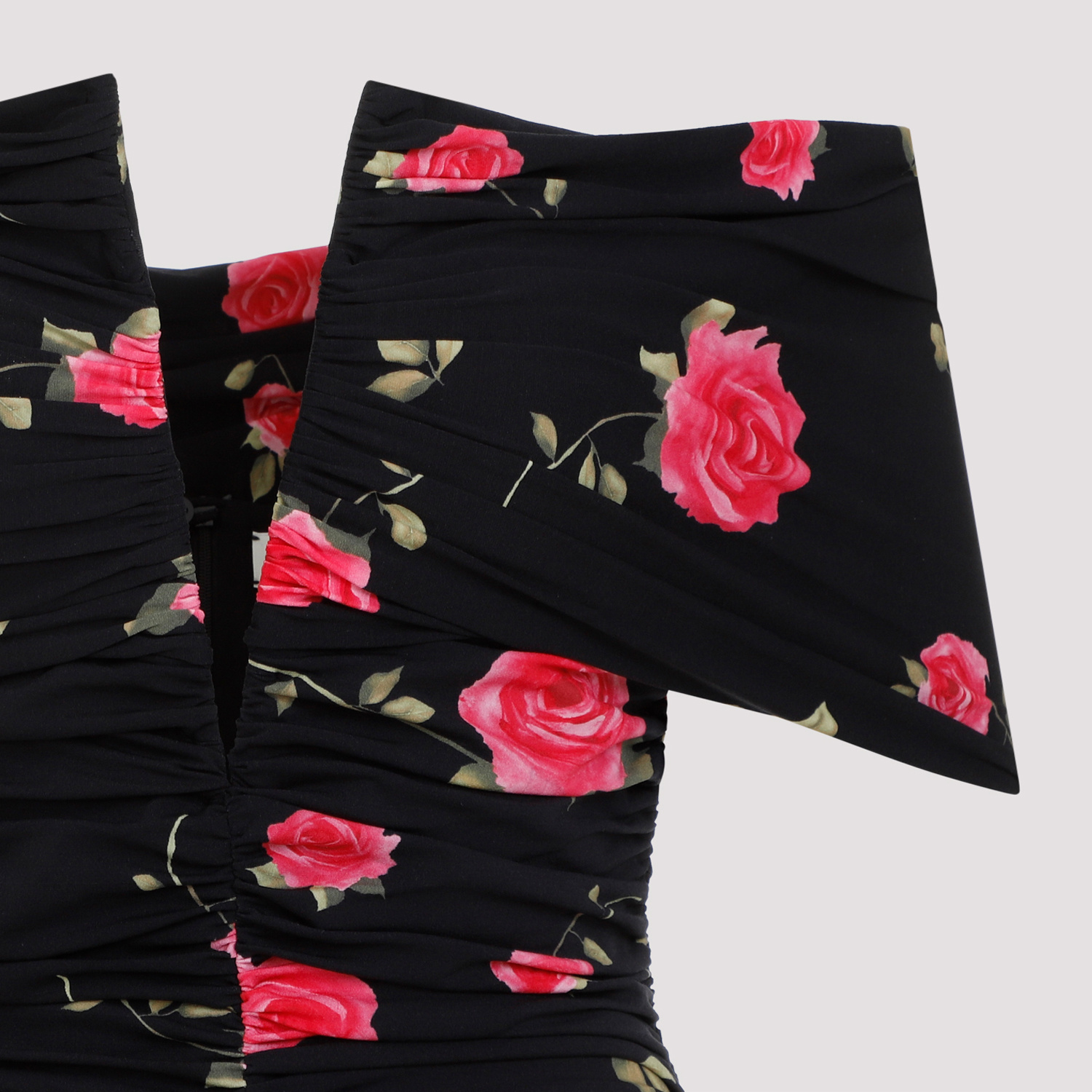 Magda Butrym Draped Floral-print Mini Dress In Black