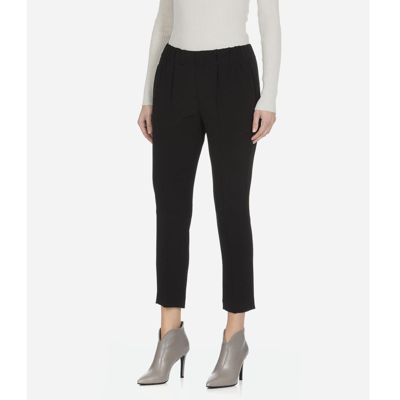 Brunello Cucinelli Elasticated Waist Cropped Trousers In Black
