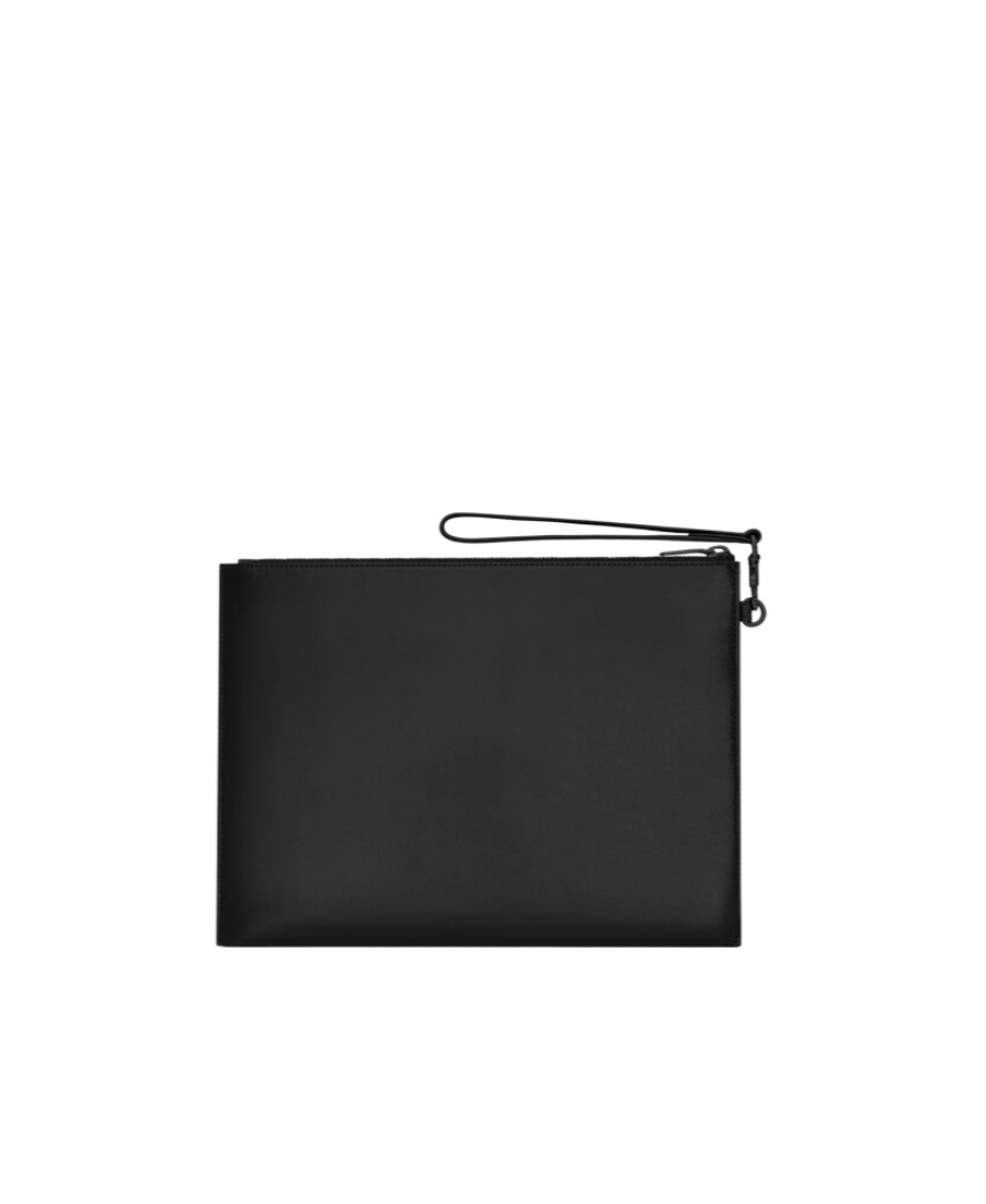 Saint Laurent Small Monogram Zipper Clutch In Black
