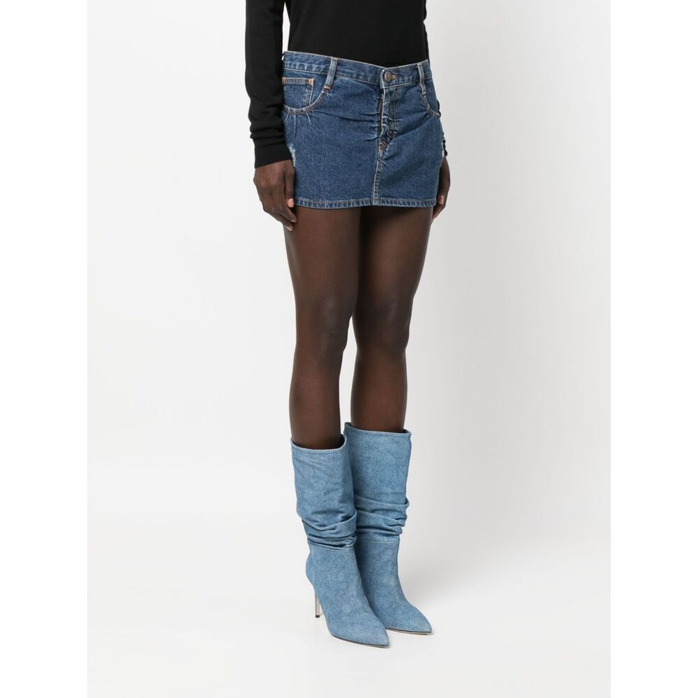 Vivienne Westwood Mini Logo-embroidered Jeans Skirt In Blue