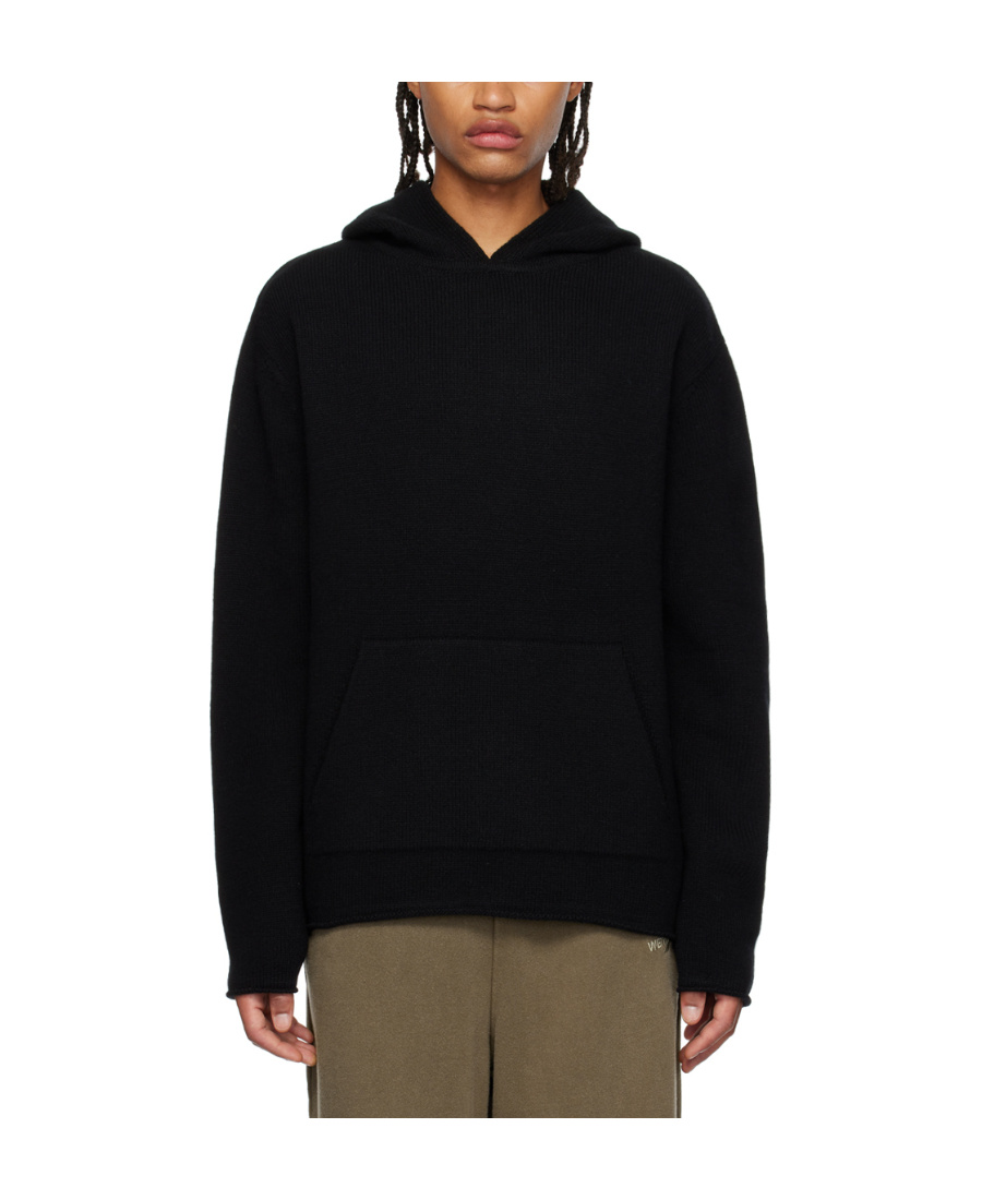 We11 Done Drop-shoulder Fleece Hoodie In Black