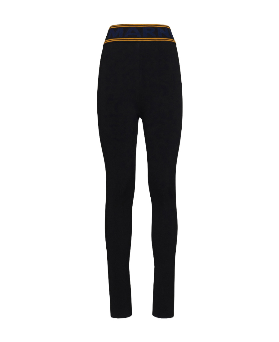 Marni Stripe-detail High-waisted Leggings In Black