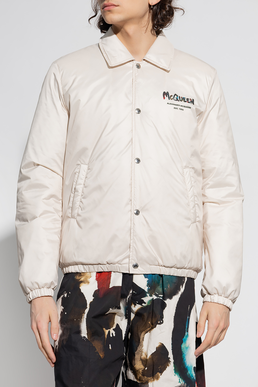 ALEXANDER MCQUEEN LOGO-PRINT SHIRT BOMBER JACKET