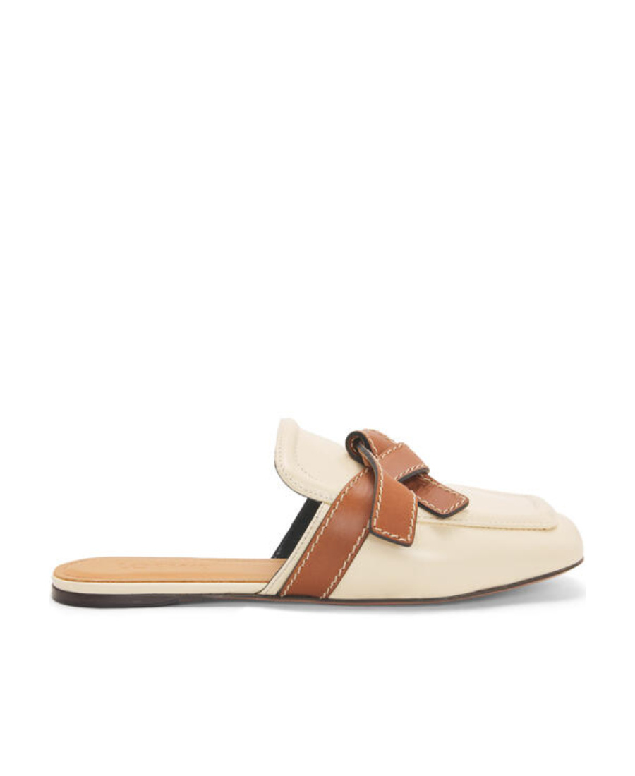 Loewe Logo Flat-soled Muller Shoes In Nude