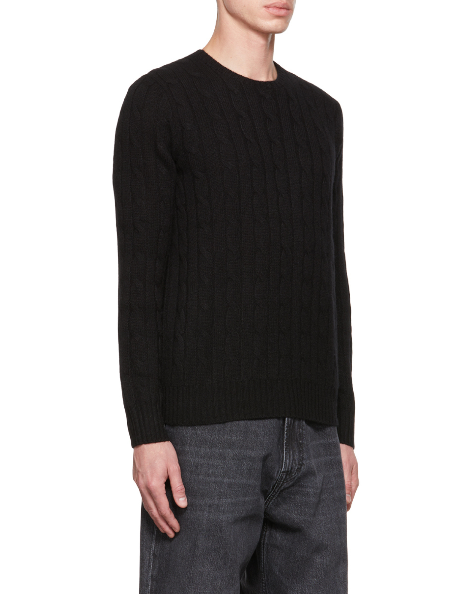 Shop Polo Ralph Lauren Cable-knit Cashmere Jumper In Black