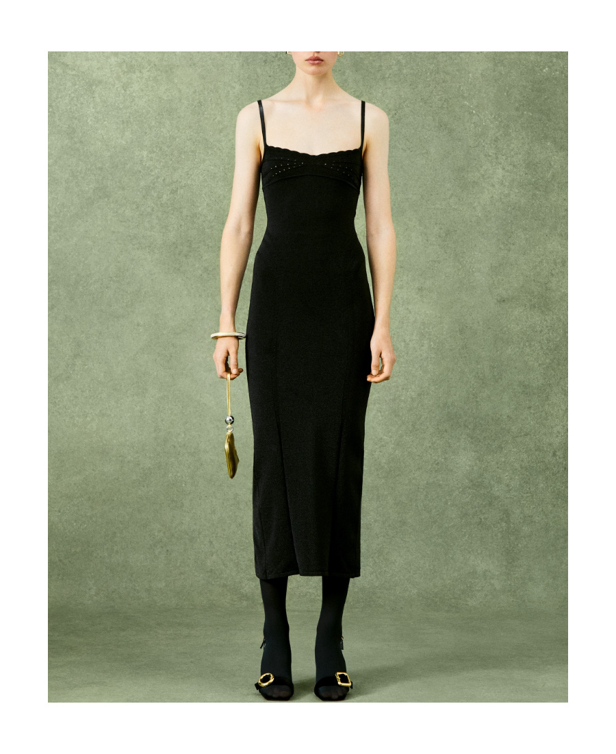 Jacquemus Fiesta Glitter Dress In Black