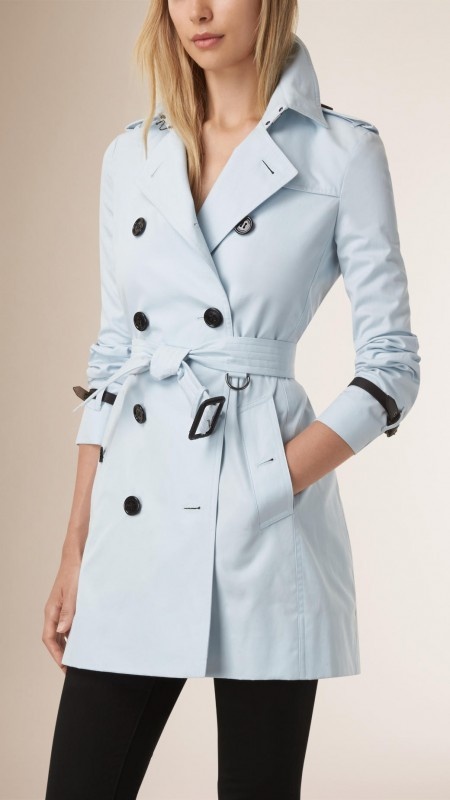 Burberry Double-breasted Open And Close Lapel Trench Coat In Blue