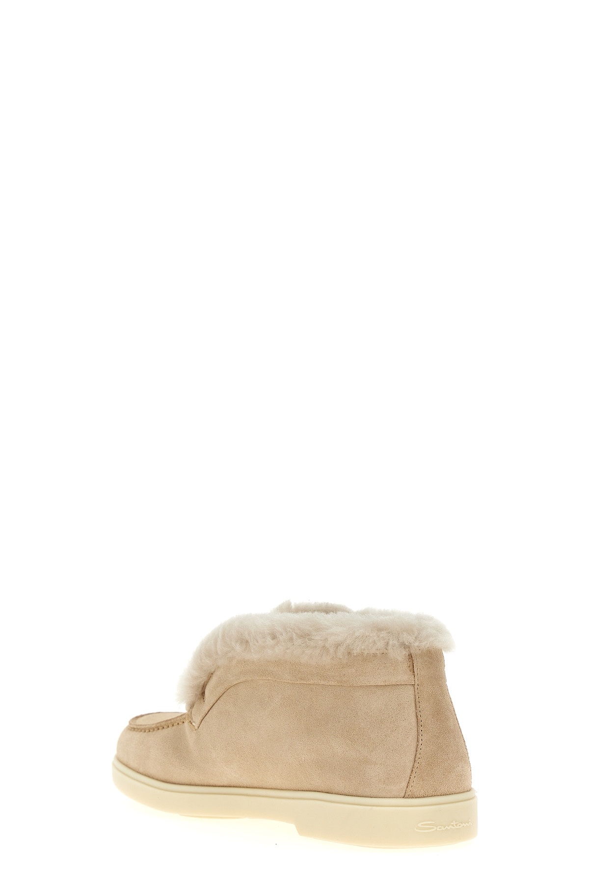 Santoni Round-toed Ankle Boots In Brown