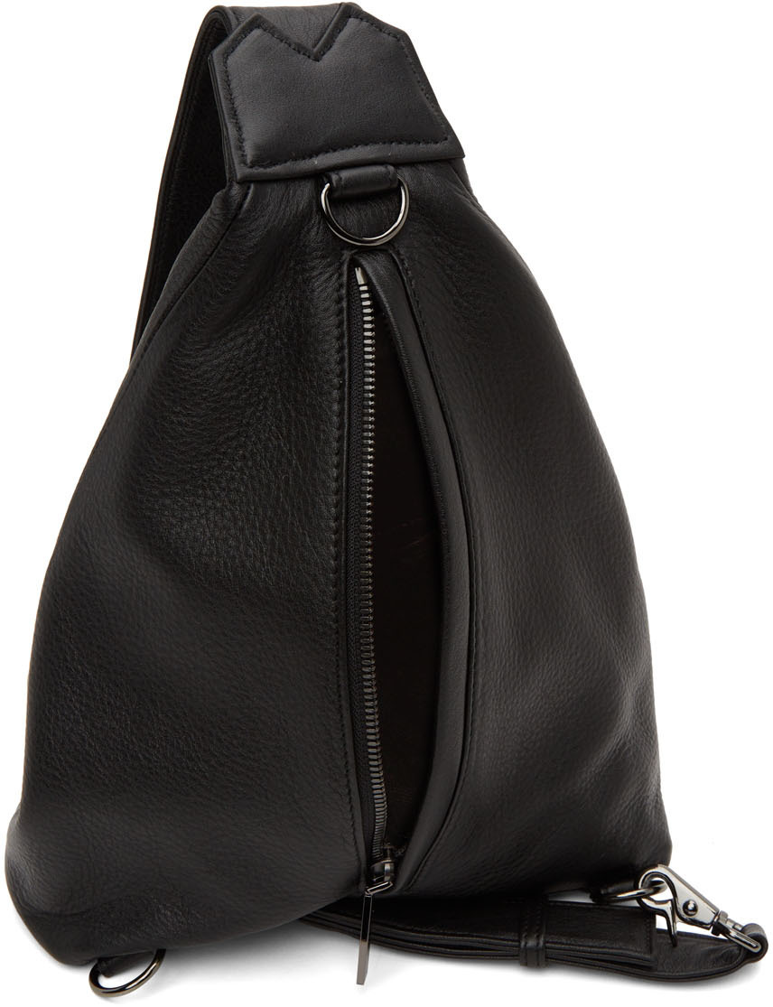 Yohji Yamamoto Logo-embossed Leather Backbag In Black