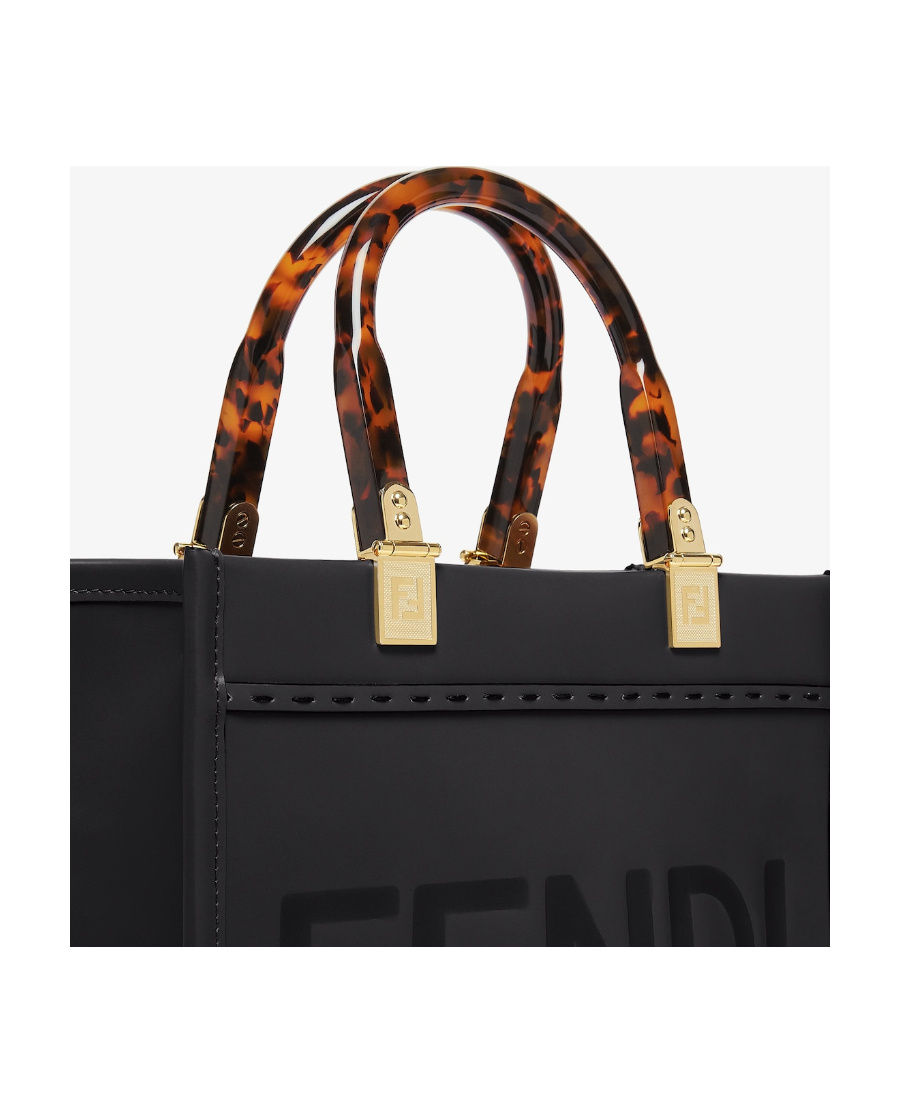 Fendi Small Sunshine Leather Shoulder Bag In Black