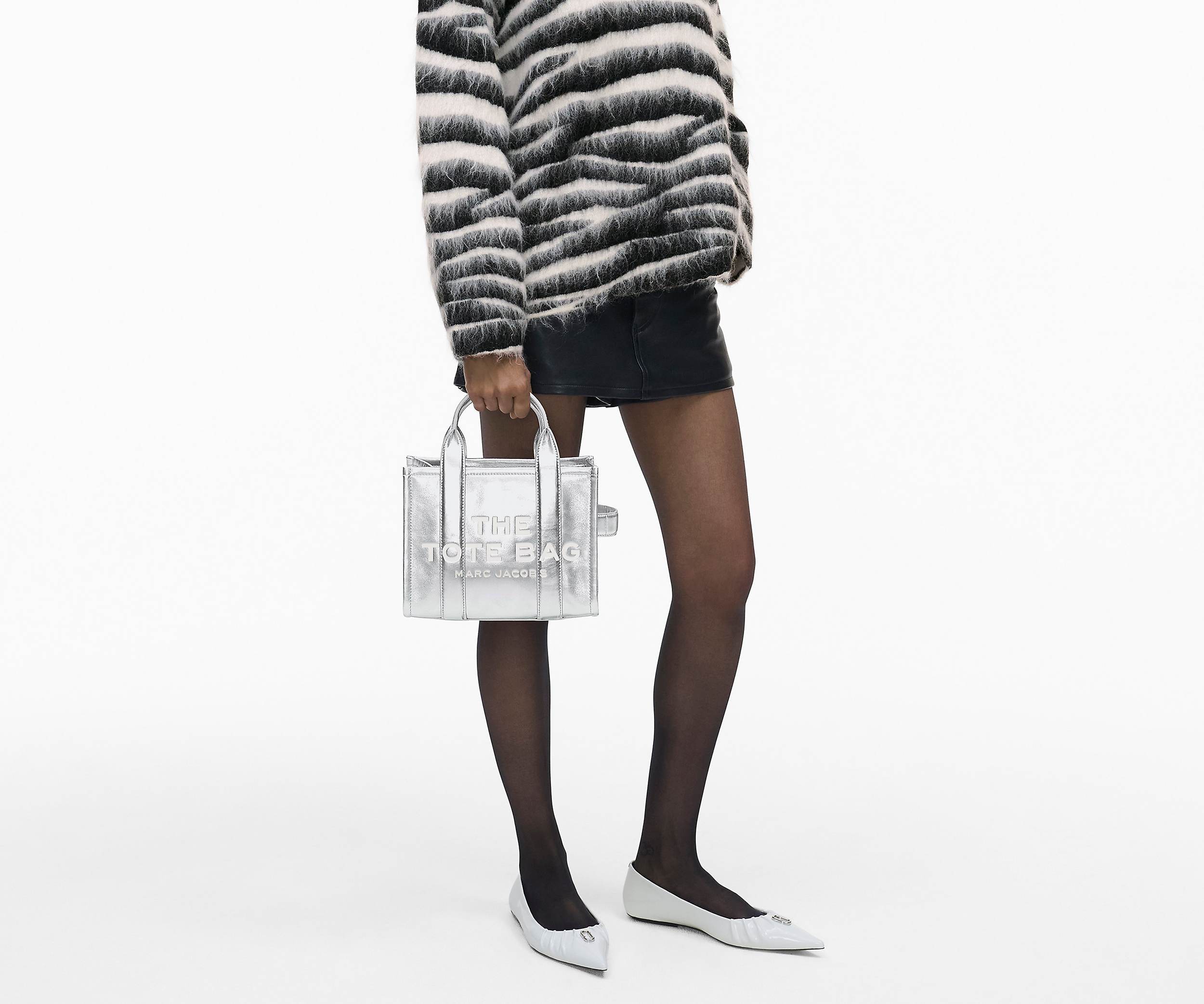 Marc Jacobs The Metallic Leather Tote Bag In White