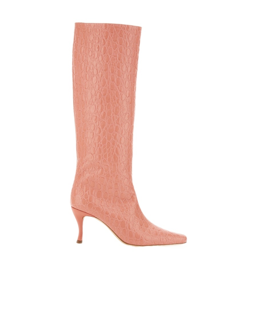 By Far Crocodile-effect Pointed-toe Boots In Pink