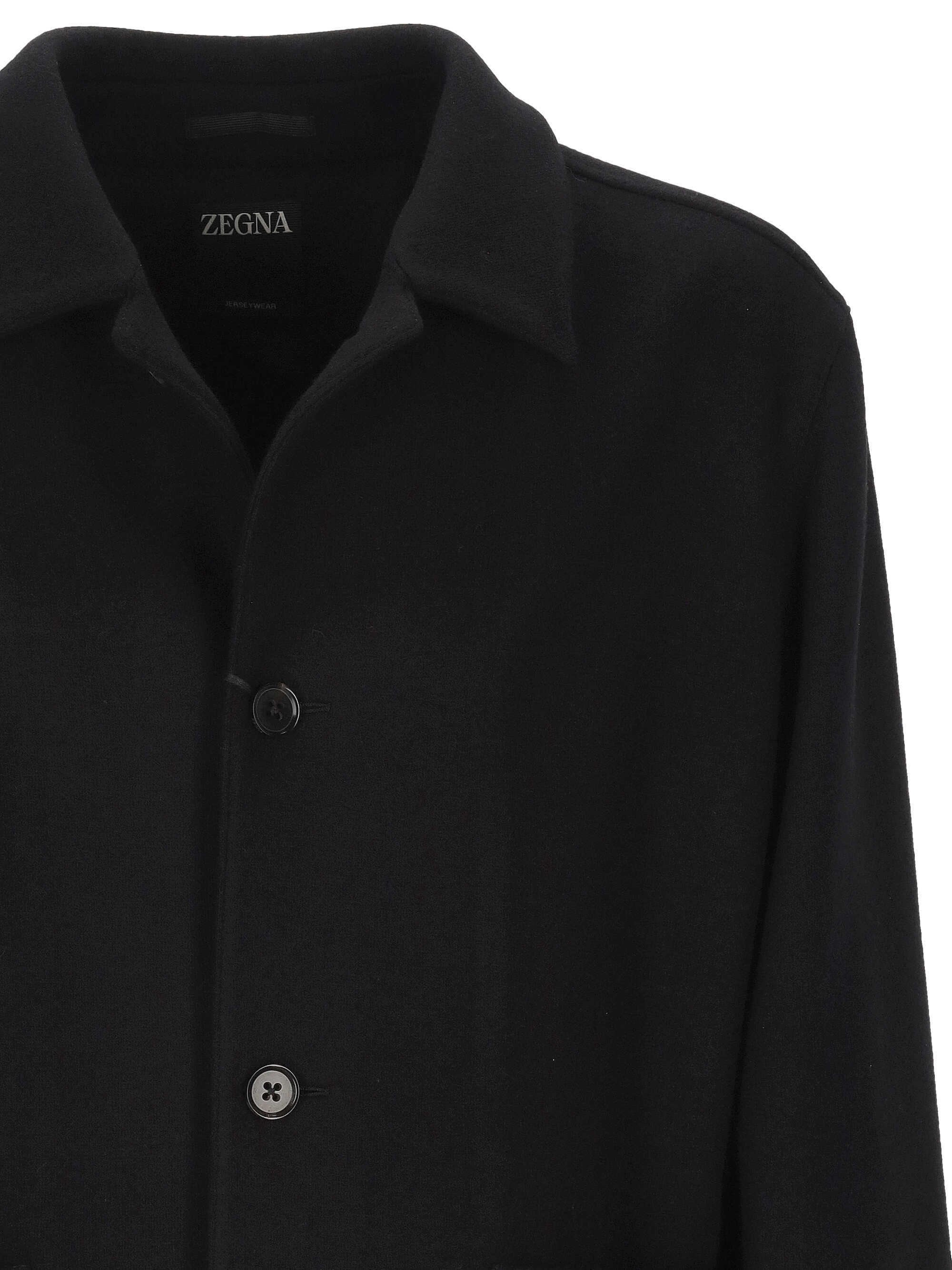 Zegna Long-sleeved Casual Jacket In Black