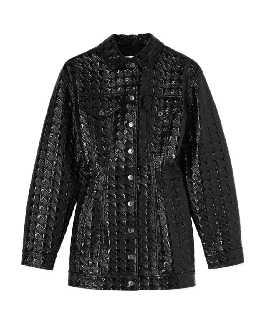 Msgm Embossed-pattern Faux-leather Shirt Jacket
