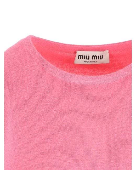 Miu Miu Crew Neck Vest In Pink