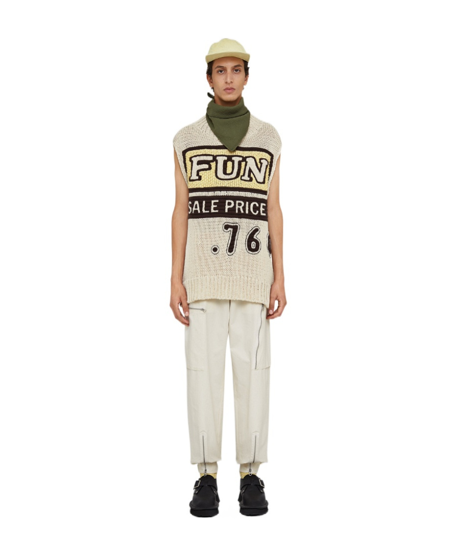 Jil Sander Slogan Print Vest Pullover Men In Neutral