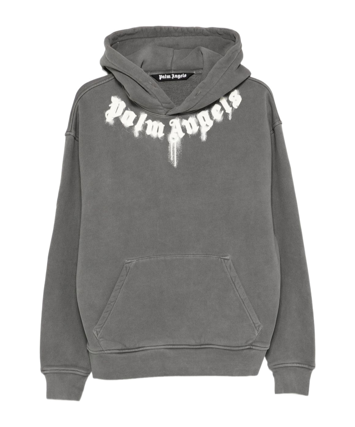 Palm Angels Cotton Hooded Sweatshirt Kangaroo Pocket In Gray