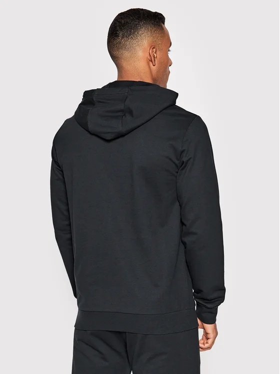 Ea7 Logo-print Pullover Hoodie In Black