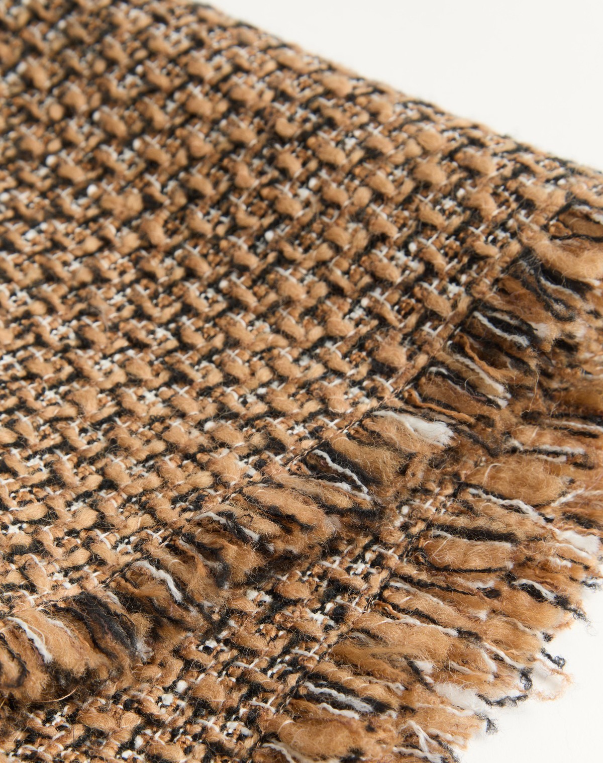 Valentino Frayed Wool-blend Tweed Mini Skirt In Brown
