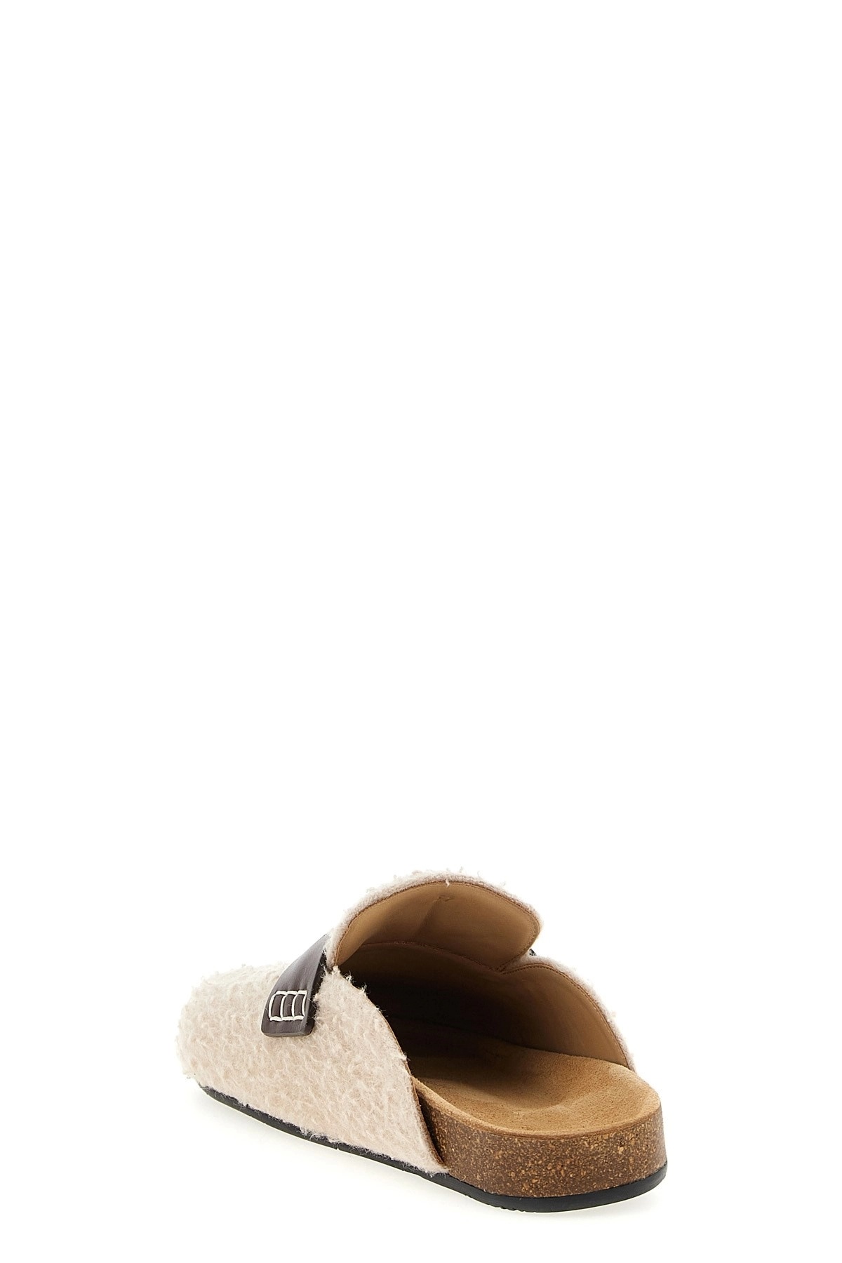 Jw Anderson Faux Fur Strap Mules In Sand