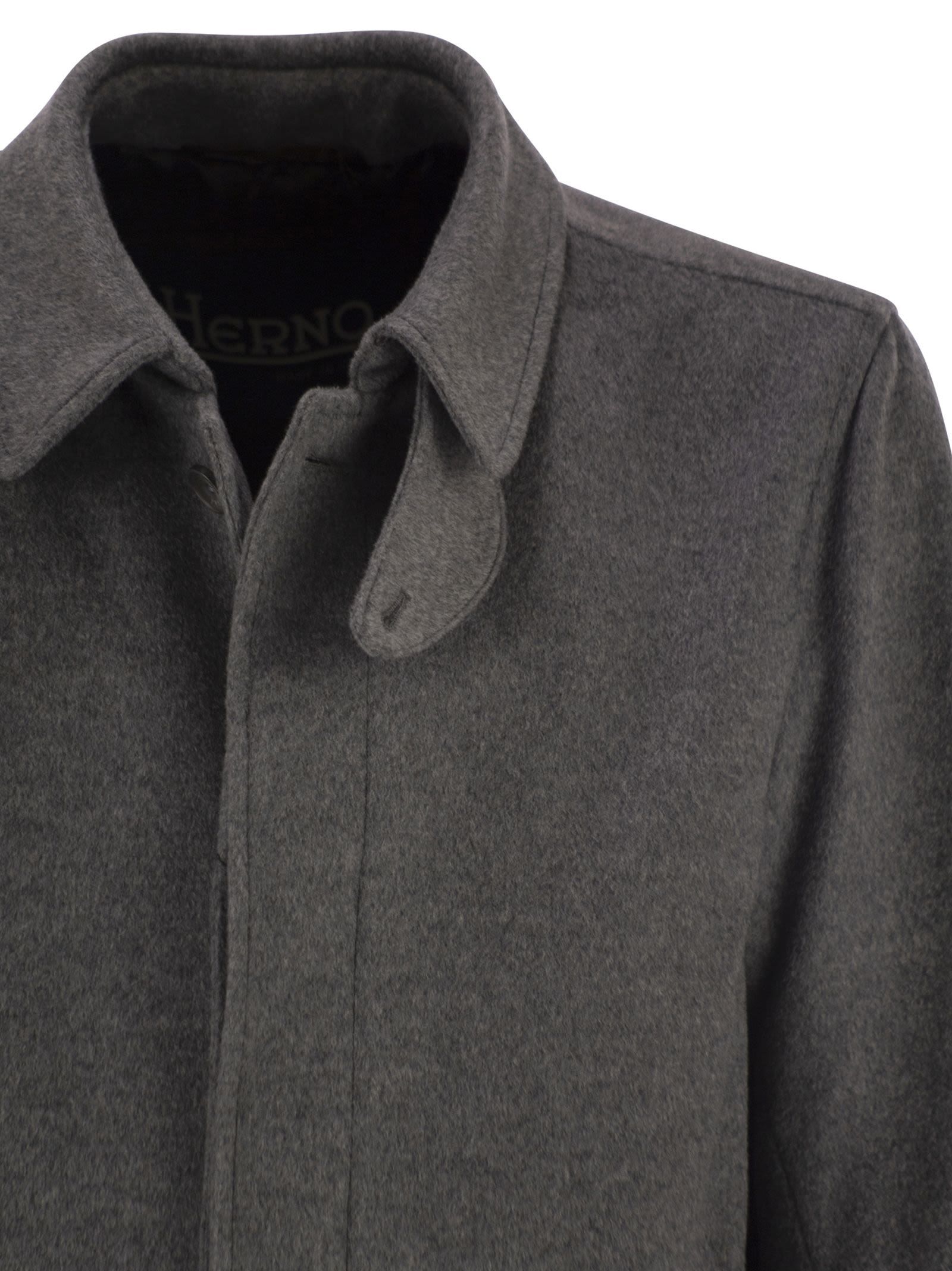 Herno Shirt Collar Coat In Multi