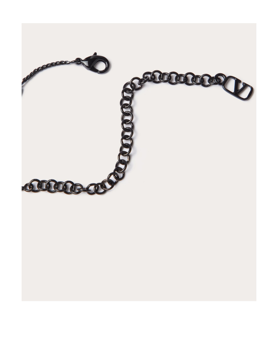 Valentino Logo Metal Necklace In Black