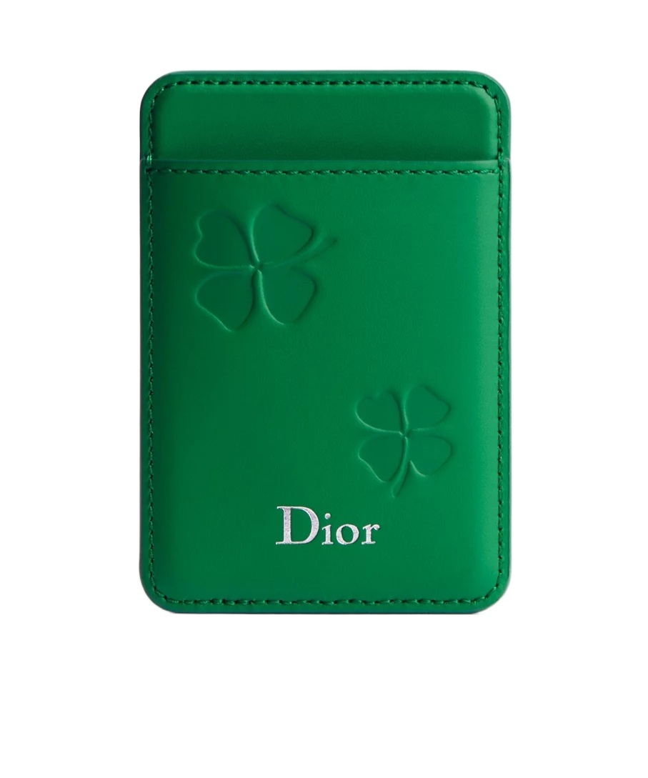 Dior Magnetic Card Holder In Bright Green