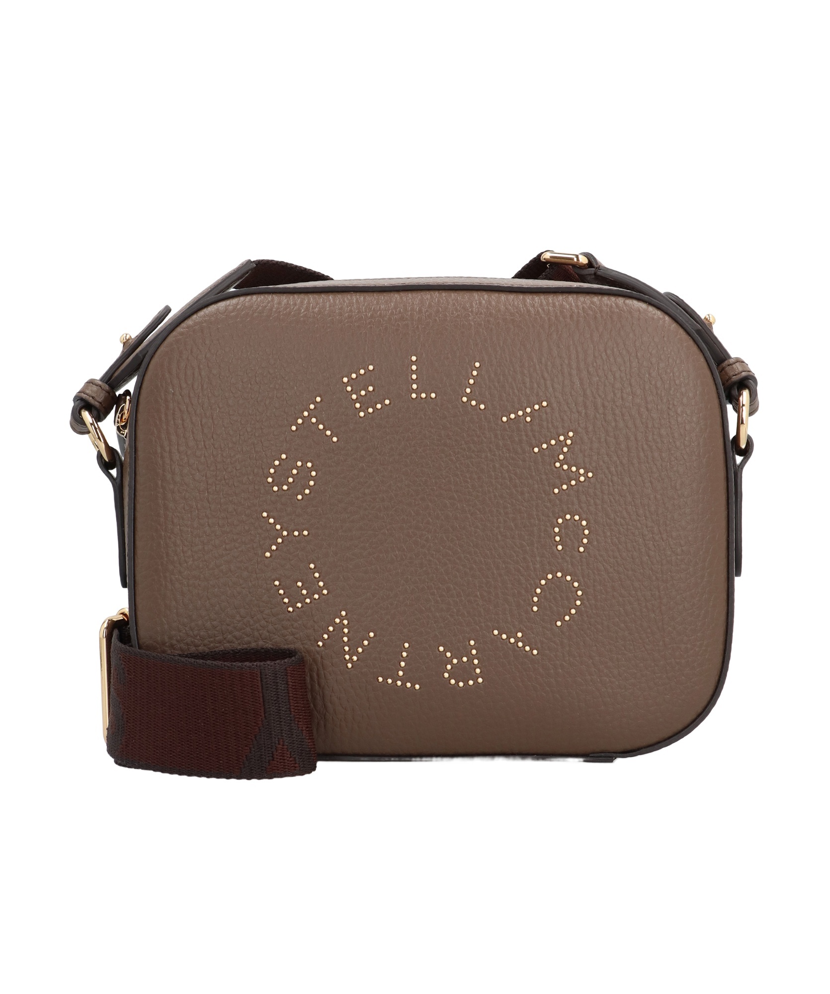 Stella Mccartney Logo Studded Mini Crossbody Bag In Green