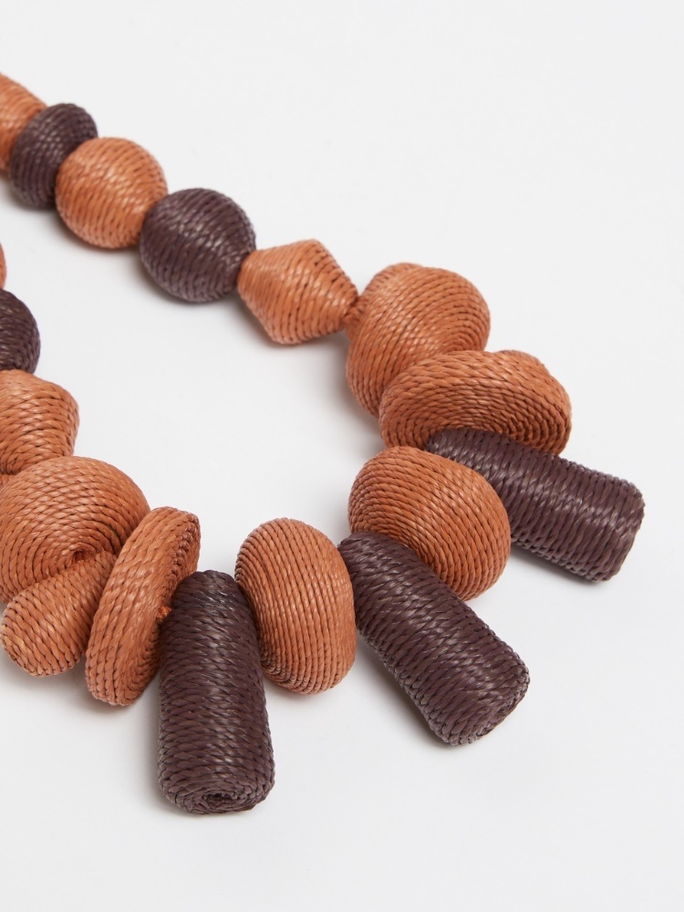 Weekend Max Mara Soraia Straw Necklace In Brown
