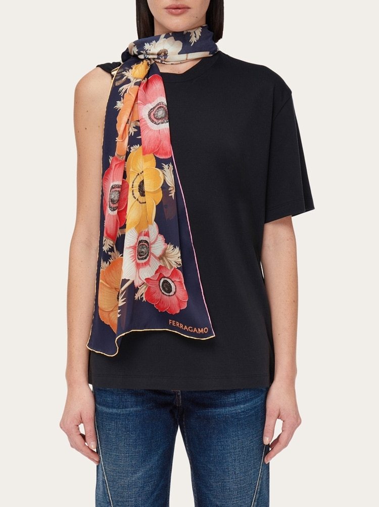 Ferragamo Anemone Print Silk Scarf In Multicolor