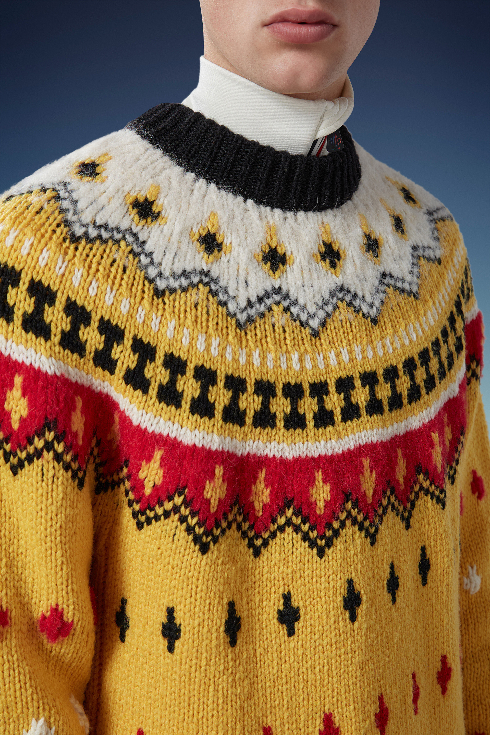 Moncler Fair Isle Sweater In Wool And Alpaca In Yellow