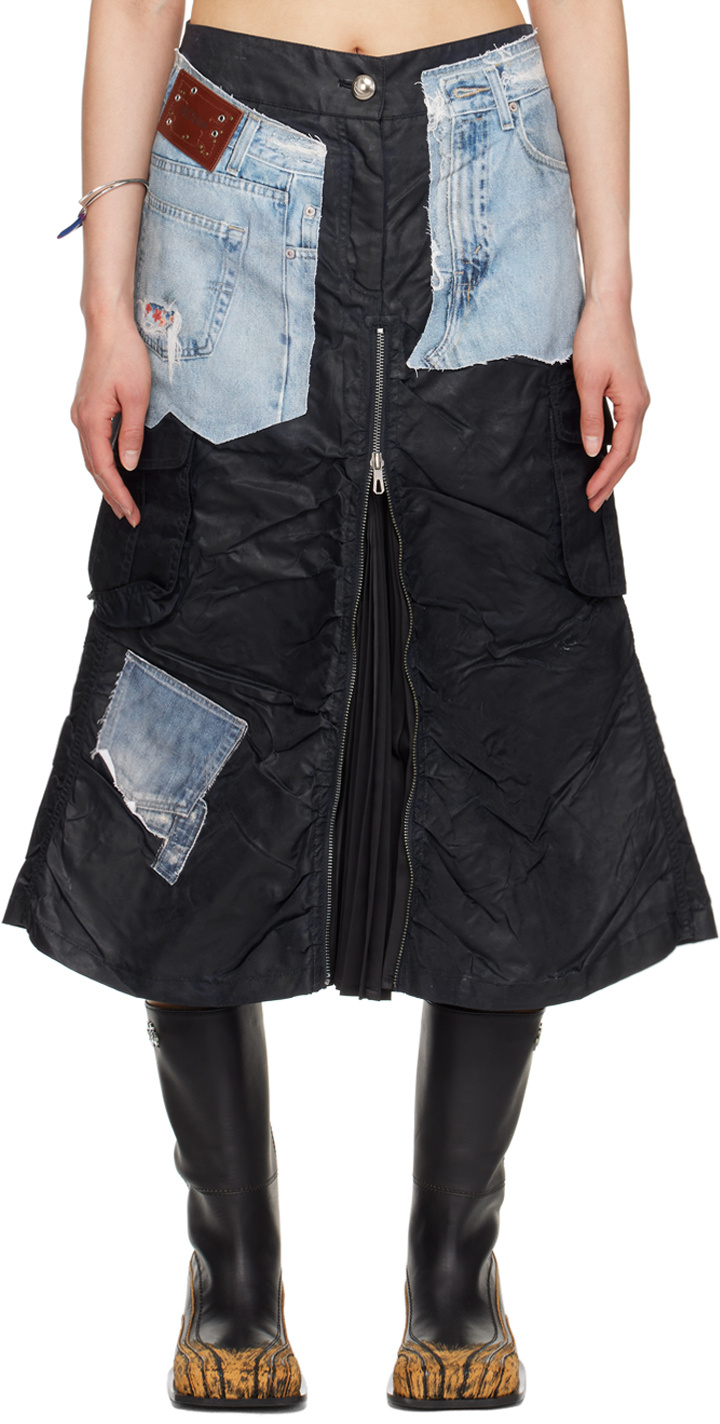 Andersson Bell Coated Midi Skirt In Navy Blue