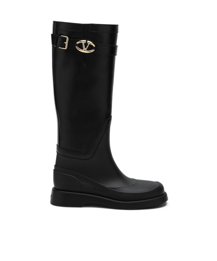 Valentino Rain Boots With Vlogo, The Bold Edition In Black