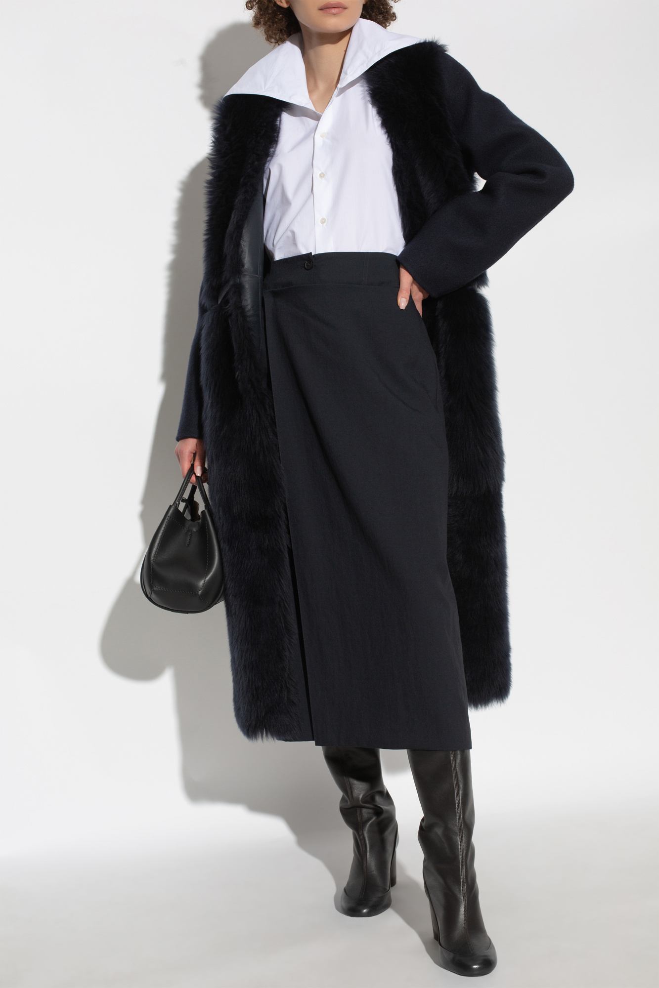 Fabiana Filippi Pleat-detail Midi Skirt In Black