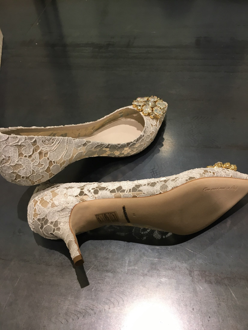 Dolce & Gabbana Lace Rainbow Pumps With Brooch Detailing Shoes In White