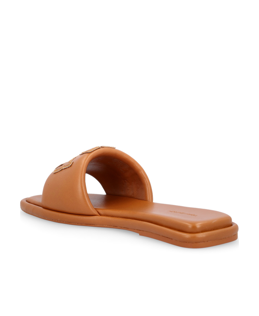 Tory Burch Double T Sport Slide Sandals In Brown