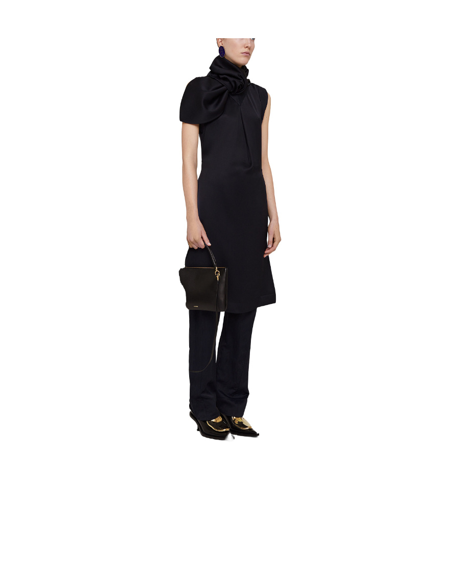 Jil Sander Small Leather Shoulder Bag In Black