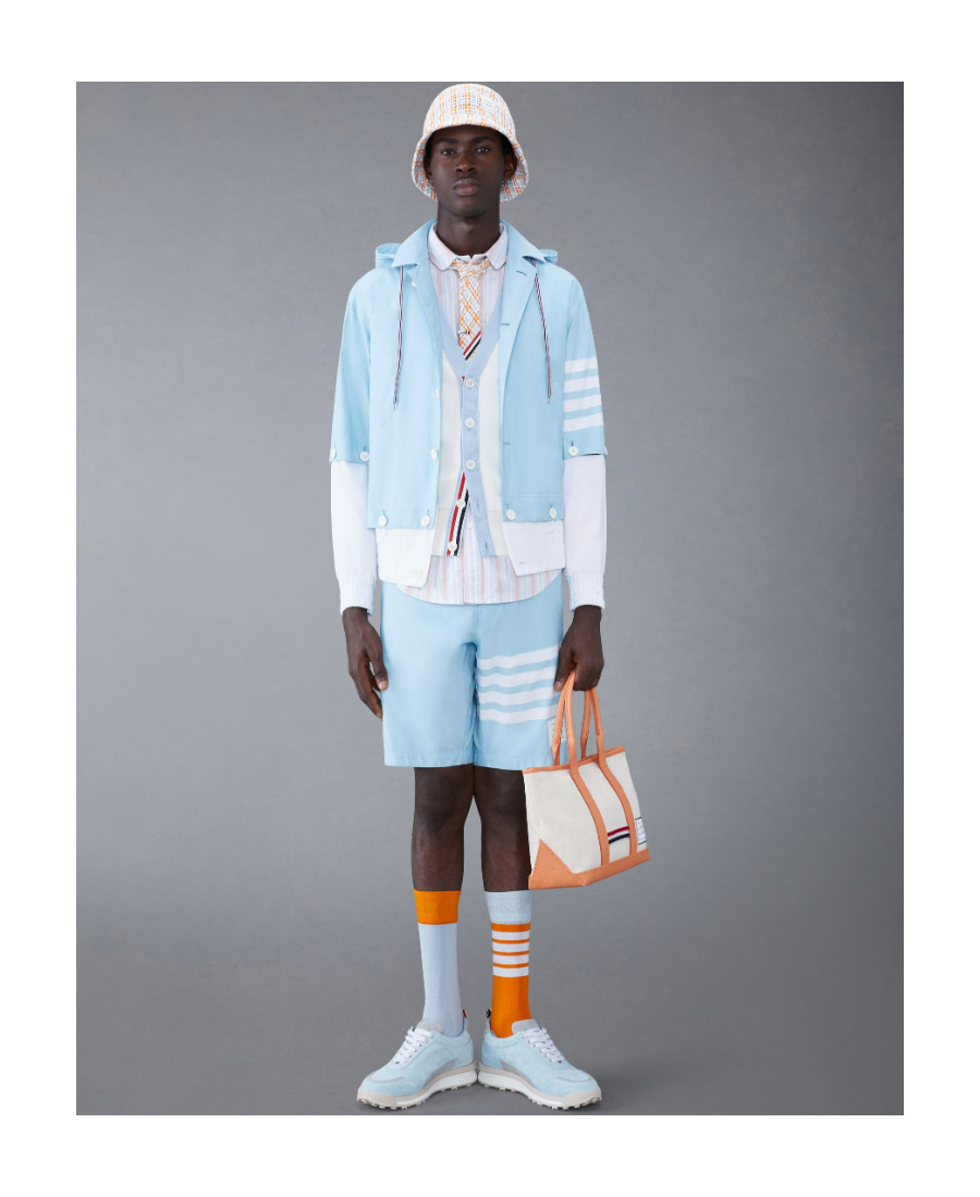 Thom Browne Light Blue Nylon Blend Swimming Shorts In Blue