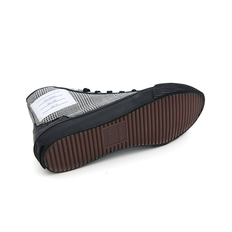 Thom Browne Checkered Round-headed Casual Sports Shoes In Black